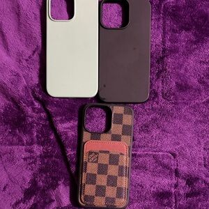 Stylish Phone Case Set - Black, White, Brown